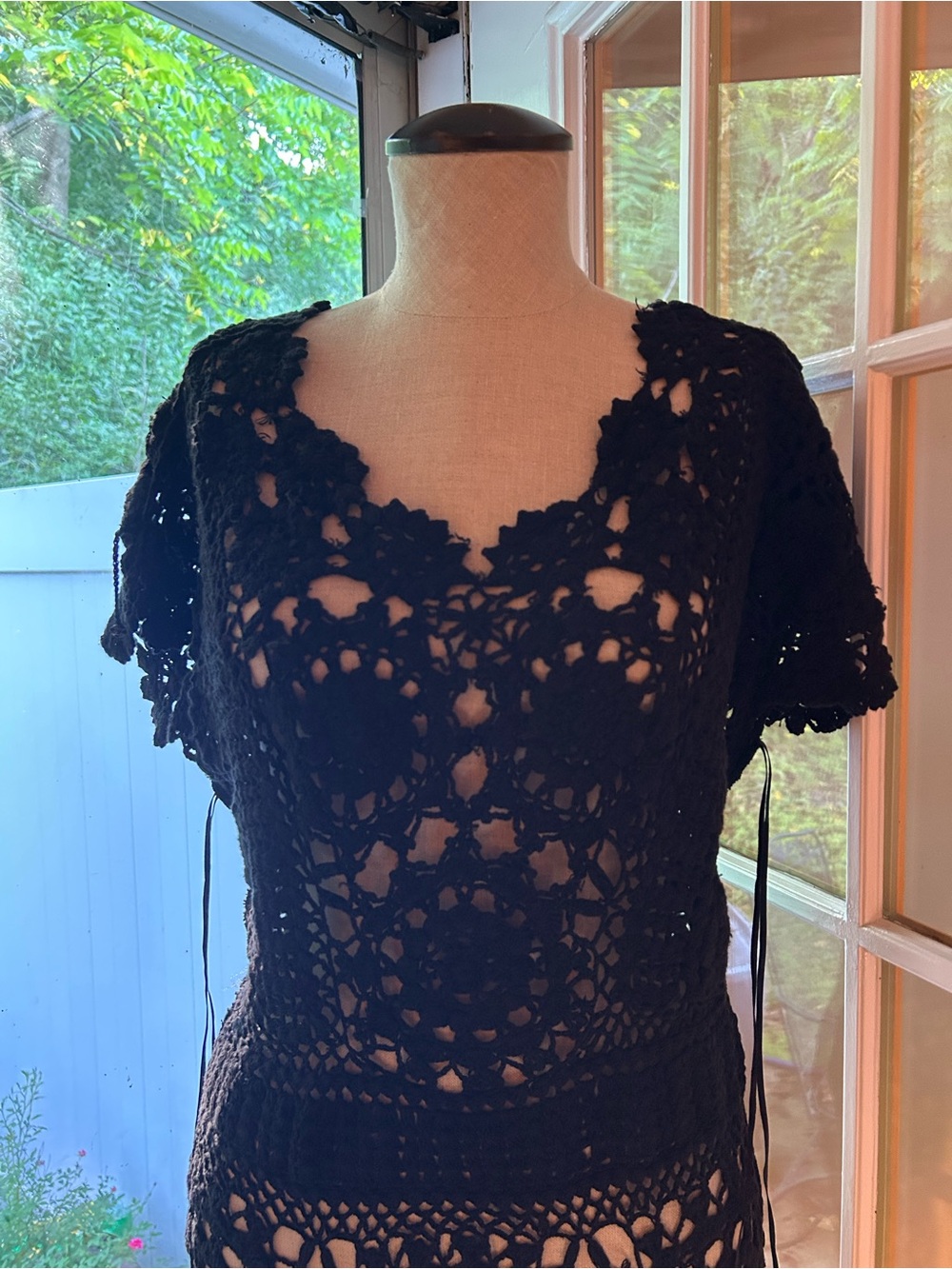 Free People Fairytale Forest Black Crochet Maxi Dress. Small - Picture 10 of 17